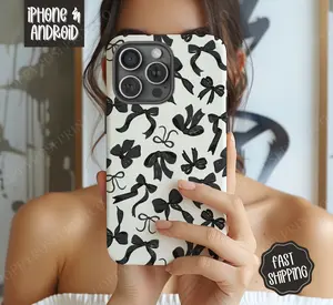 Black Bows Phone Case, Coquette Phone Case Mag Safe Compatible, Magnetic Tough Cases