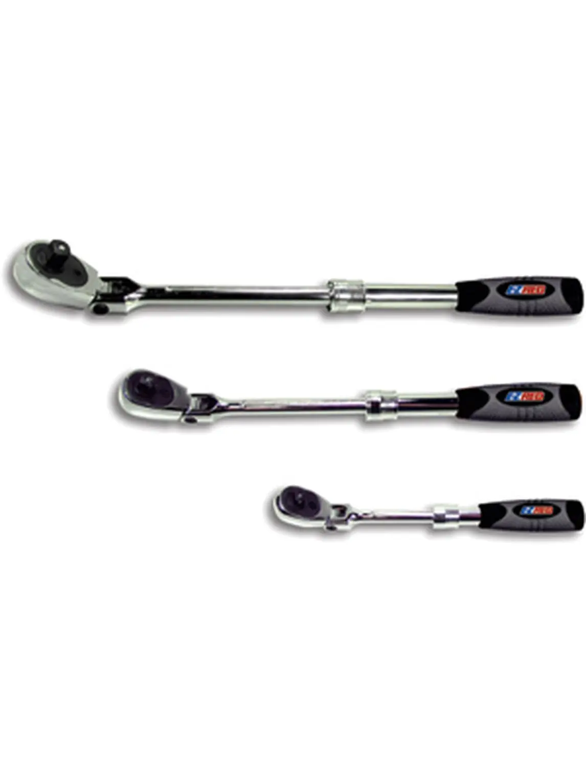 E-Z Red MR482FL 3-Piece Heavy Duty Chrome Extendable Locking Flex Head Ratchet Set, 1/2 In Drive, Low Profile, 9-22 In Length, Locking Shaft, Tools for Mechanics & Heavy-Duty Tasks