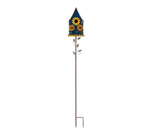 Glitzhome 52.5''H Metal Flower Decorative Garden Birdhouse