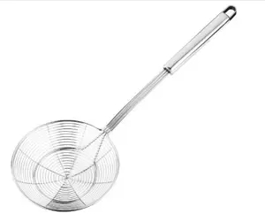 Solid Stainless Steel Spider Strainer Skimmer Ladle for Cooking and Frying, Kitchen Utensils Wire Strainer Pasta Spoon, 5.4 Inch
