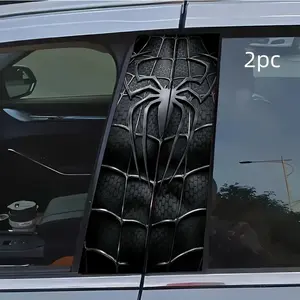 2pcs Black Spider Car Sticker B-Pillar DIY Middle Pillar Film Decorative Car Accessory
