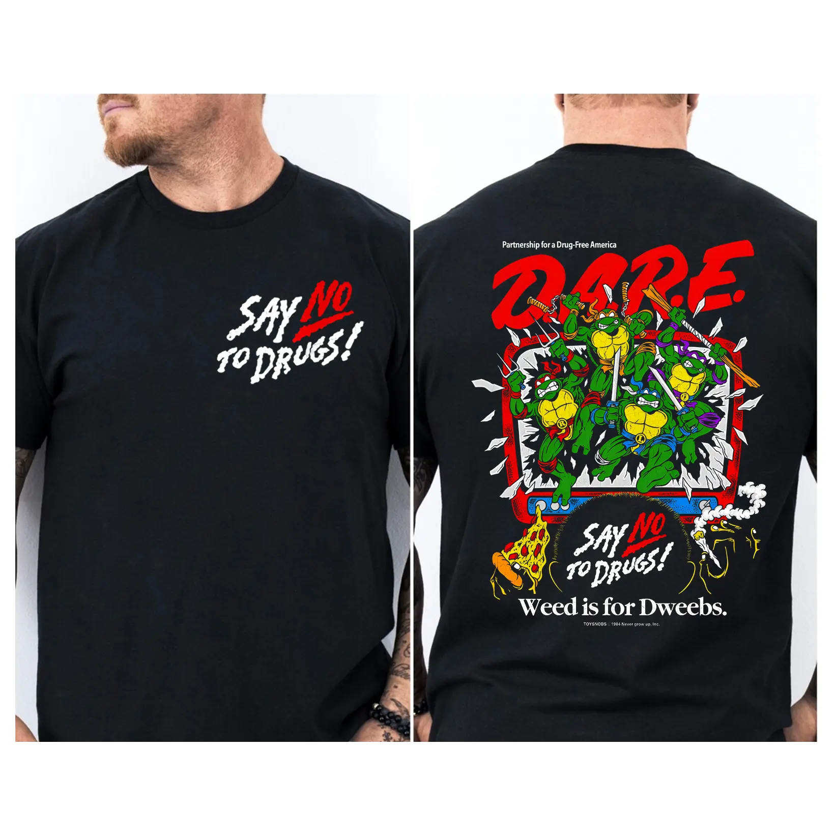 100% Cotton Classic Ninja Retro DARE SAY NO TO DRUGS T-Shirt, Unisex Vintage Turtles Graphic Tee, Gift for Fans, Gift for Women, Gift for Men