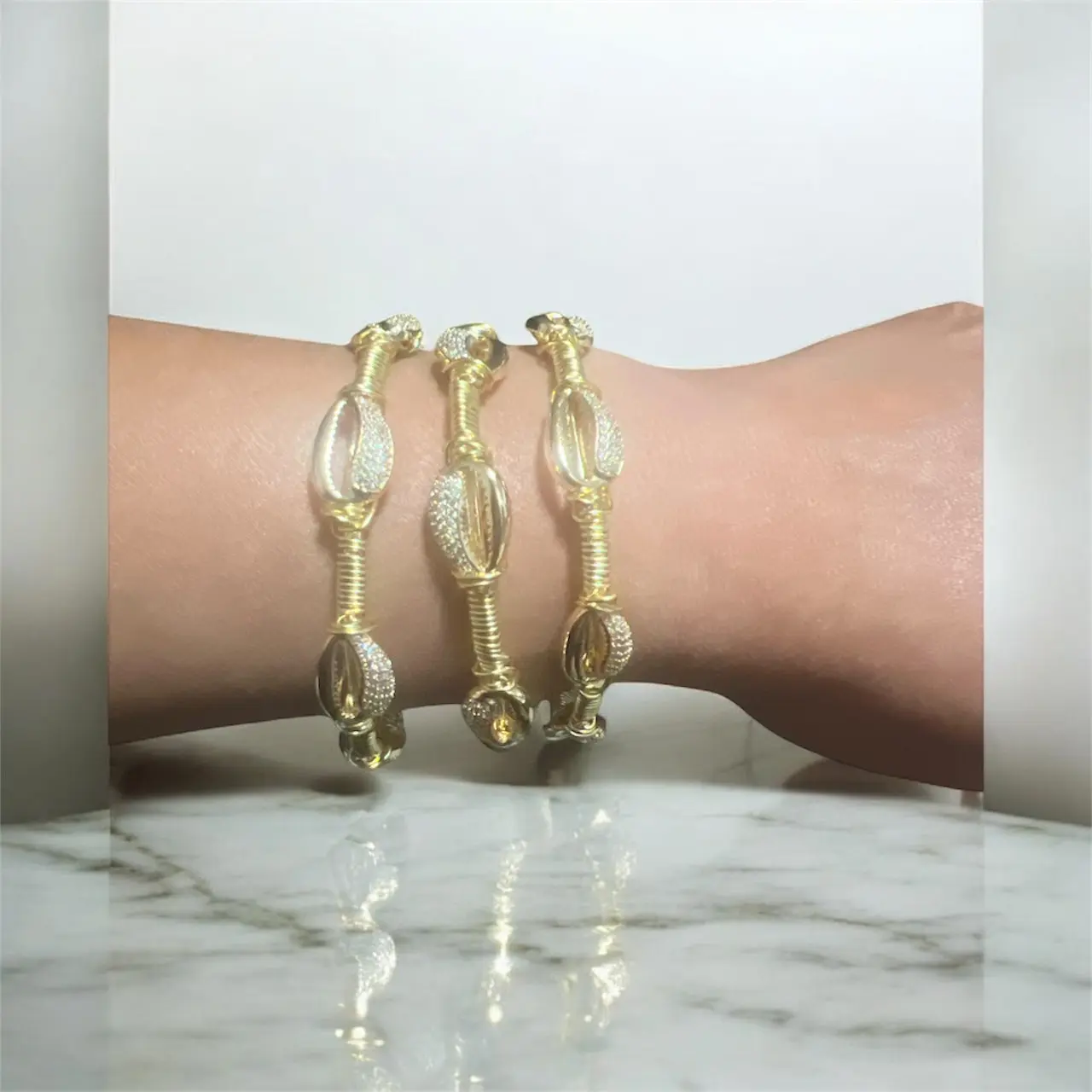 Gold Cowrie Shell Bangle