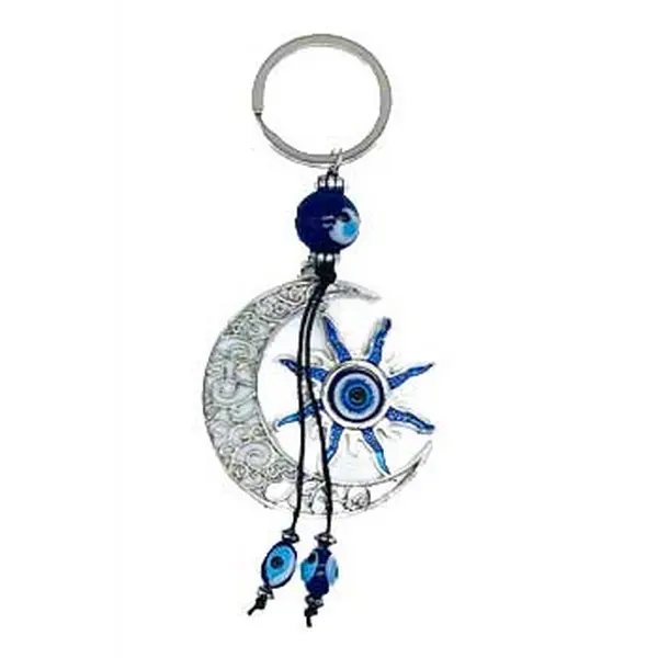 Sun &amp; Moon Evil Eye Keychain — Protection Charm for Daily Carry