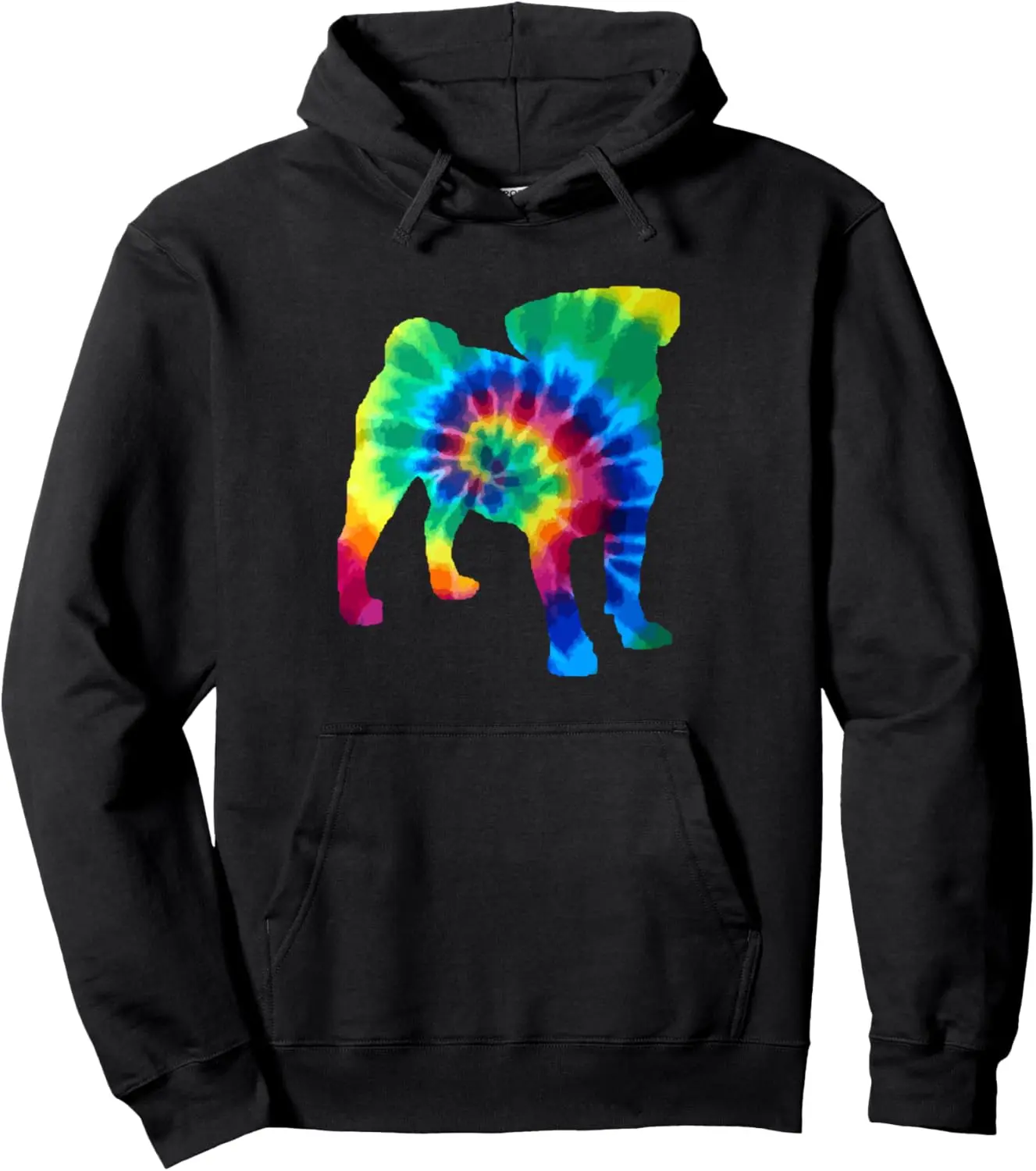 Pug Tie Dye Vintage Hippie Dog Pug Pullover Hoodie