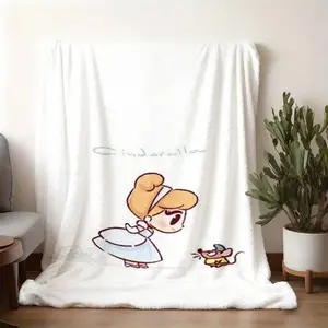 2026 new model printed with patterns Cinderella and Little Mouse Printed Flannel Blanket Soft Skin Friendly Thickened Warm Blanket Bedroom Living Room Sofa Nap Blanket Children's Room Decorative Blanke