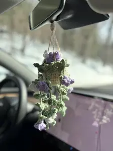 Crochet hanging plant for car, crochet flower, crochet pothos, car mirror hanging accessories, crochet monstera plant, crochet plan for mom