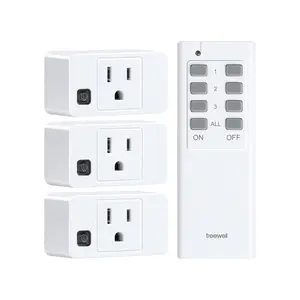 Remote Control Outlet Set, 200FT Long Range Wireless Light Switch with 3 Outlets and 1 Remote, 15A 1875W High-Power Mini Plugs for Lights, Fans, Lamps and Household Appliances