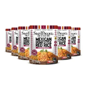 San Miguel de Origen 12g Protein Mexican Homestyle Red Instant Rice with Veggies, Cooked in Bone Broth & Avocado Oil - Ready to Eat Microwave Rice - Gluten Free Mexican Rice Pouch - Pantry Food Easy Meal - (6-Pack) 8.8oz
