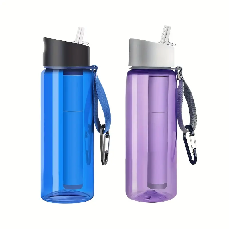 Sports Water Purification Cup, Wild Survival Water Bottle With Filter, Portable For Outdoor Camping Travel