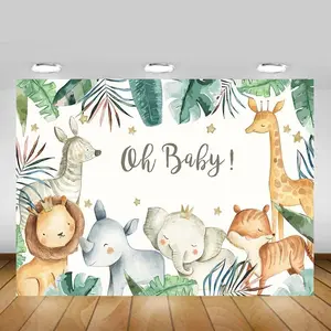 Jungle Baby Shower Backdrop, Vinyl Banners, White Arch Backdrop for Festive Party Home Decor