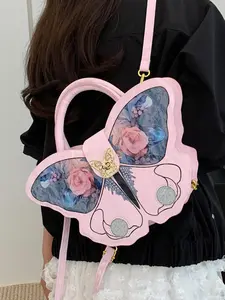 Women's Fashionable Butterfly Pattern Backpack, Casual Trendy Backpack, Exquisite and High-end Sense Bag for Daily Commuting, Versatile Street Bag, Cute Backpack