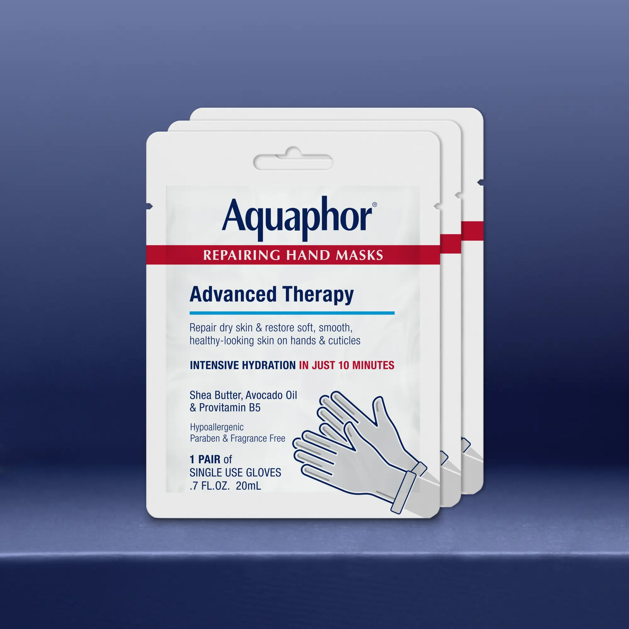 Aquaphor Repairing Hand Masks – Intensive Moisture Gloves with Avocado Oil & Shea Butter (3 Pairs)
