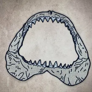 7" Shark Jaws Embroidered Iron on Patch