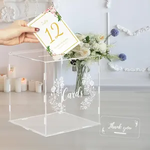 Clear Acrylic Wedding Card Box with Lock, suitable for anniversaries, birthday parties, graduation ceremonies and wedding decorations, can hold gift money and cards. Graduation Memory Card Box. Graduation Memory Card Box