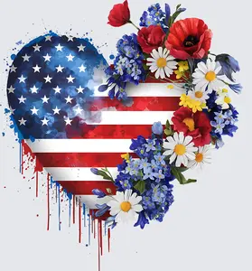 Patriotic Flag Floral Heart