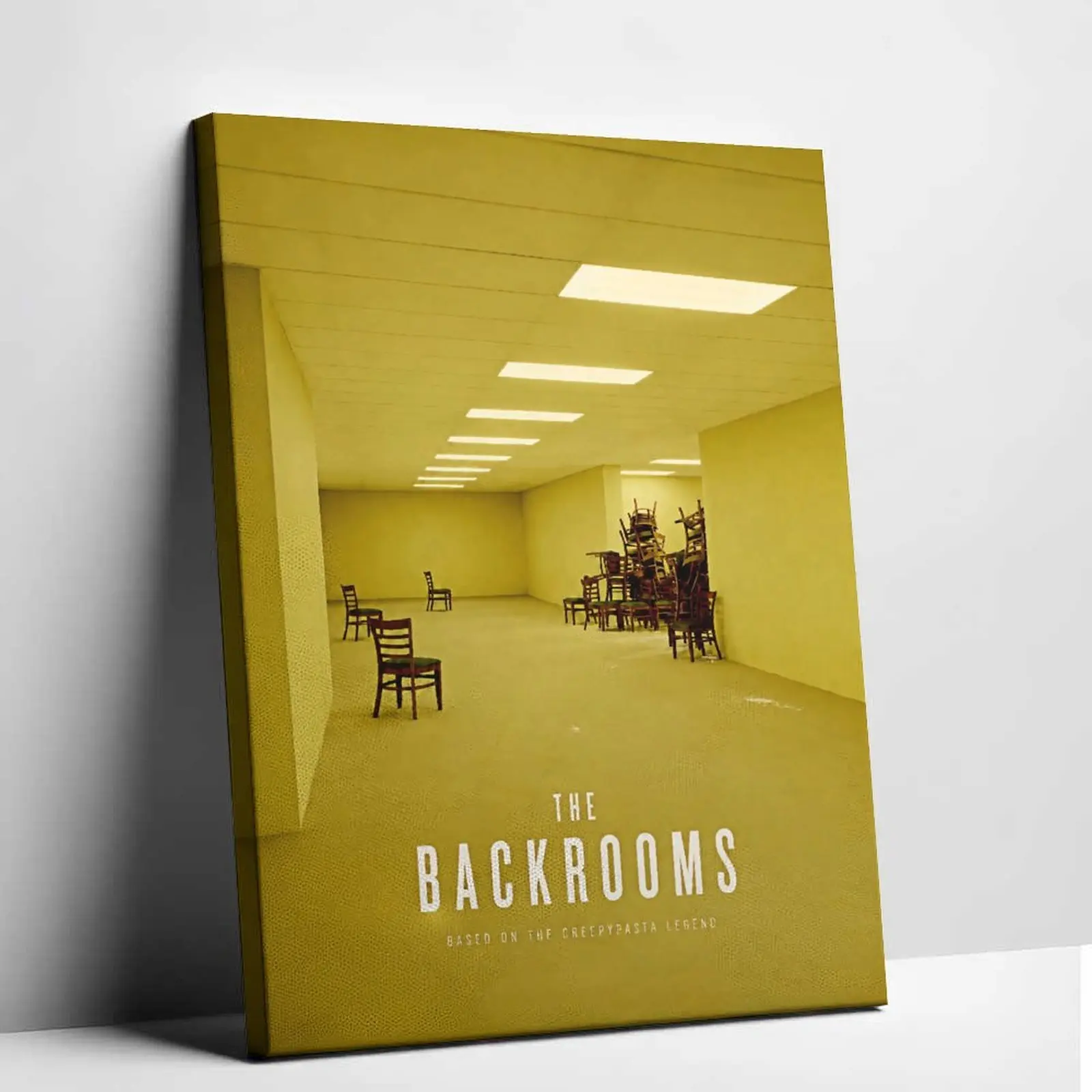 Backrooms Movie Poster Canvas Painting - Vintage Retro Liminal Space Art Print, Classic Creepypasta Yellow Room Decor, Modern Aesthetic Art for Bedroom Office (Wall Decor Ideas, Room Decoration for Fans Enthusiasts), Vibrant