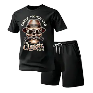 Men's "I'm Not Old, I'm Classic Foo" Graphic Tee Funny Cholo Chicano Lowrider Design, Black Cotton Short Sleeve tshirt short set, Casual Round Neck, Machine Washable,Allseason Apparel Playful Design Graphic Print Shirt