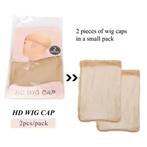 Bling Hair 1pack with 2pcs HD Wig Caps High Quality Transparent HD Hair Nets Weave Nylon Stretchy Lace Front Wig Cap for Women Men Light Brown(Not for sales)