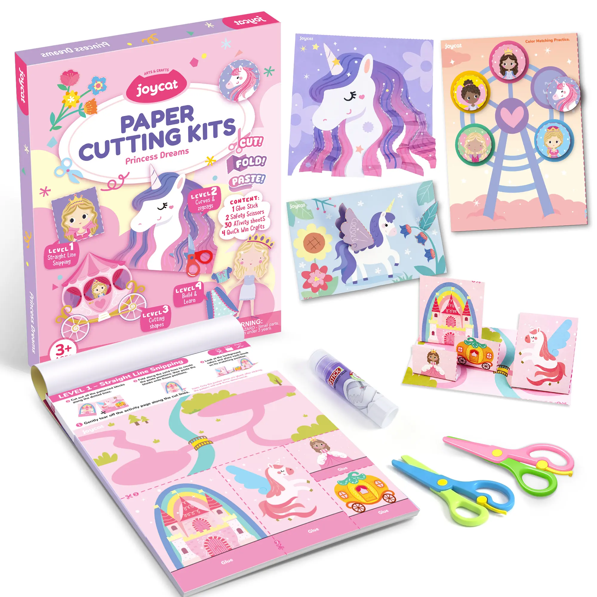 JoyCat Halloween Scissor Skills Activity Kit - Toddler Safety Scissors (Ages 3-5), Preschool Learning Activity Book (34 Cutting Tasks), Glue, 4-Level Arts & Crafts, Books for Toddlers, Craft Ideas, 3D Storytelling, Kids' Arts and Crafts,familyfun