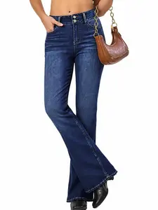 Women's Blue stretchy jeans, Elastic High-Waisted Skinny Denim Jeans, boot cut jeans for woman,trending jeans 2026,Wide Leg Casual Fashion Pants, Slim-Fitting Long Regular Fit, All Seasons Wear