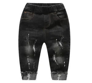 KIDSCOOL SPACE Baby Girl Boy Jeans,Little Kid Elastic Waist Ripped Denim Pants