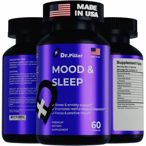 Stock Clearance Sale! Sleep & Mood complex by Dr.Piller – Natural Sleep Aid & Relaxation Support with Melatonin, Magnesium, L-Theanine, 5-HTP – 60 Capsules | Healthcare | Dietary Fitness