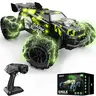 DEERC 2.4GHz Radio System RC Crawler Car - Injection Mold All Terrain Off Road Truck Toy, 4 Metal Shocks, 2x500mAh Built-in Li-ion Batteries (40 Min Play), USB Powered, 24x17x19cm, Beginner-Friendly Kids Toys for Boys Ages 4+ Little Boy Gifts w/Remote