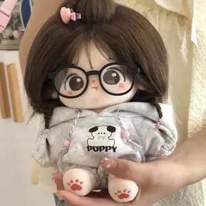 2026 new Fashion 20cm Plush Doll Clothes White Cute Puppy Graphic Tops Cotton Soft Outfit For BJD Animal Doll Toys Party Favors Mini Cosp