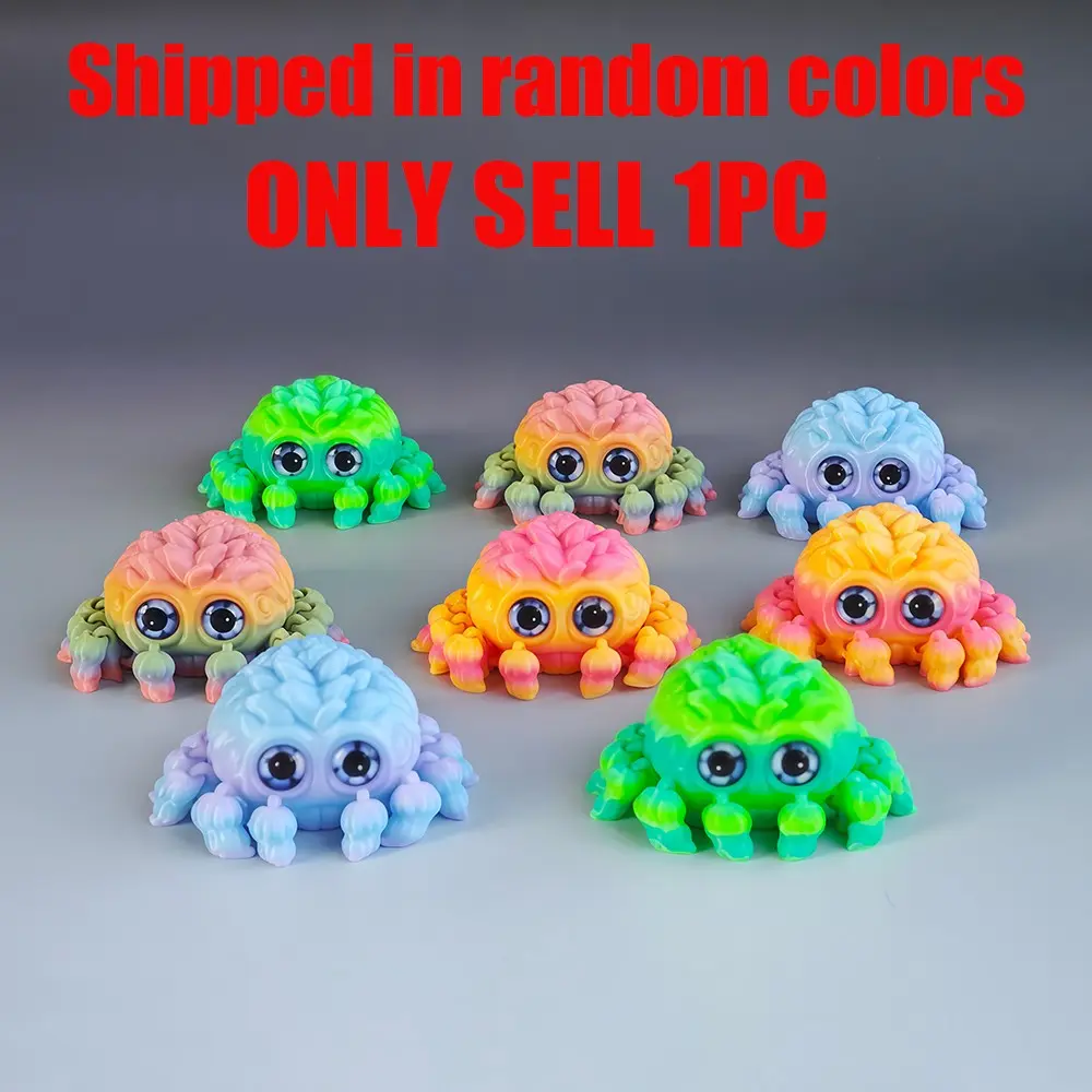 Cute Spider Toy, Animal Model with Moving Joints, Articulating Animal Figurines, Cute Animal Design, 3D Printed Realistic Eyes, Perfect Gift for Friends & Family, Home Office Decor