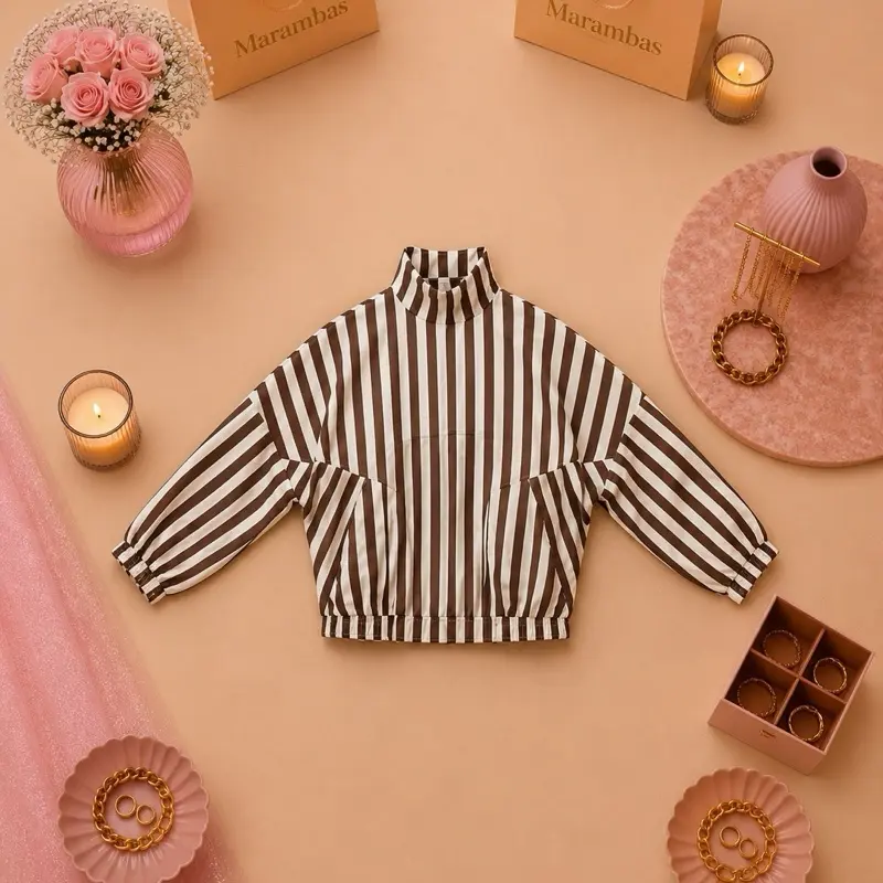 Brown Beige striped jacket