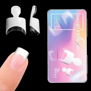 Krofaue French Nail Tips - 120PCS Acrylic White Fake Nails Art Tips 12 Sizes Half Cover False Nails Wrap Edge Square Nails with Case for DIY Nail Extensions