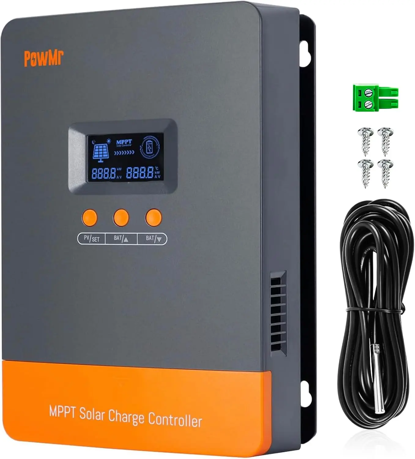 PowMr MPPT 80A Solar Charge Controller 12V/24V/36V/48V Auto, Support up to 12 Parallel Connection, Work with Lead-Acid and Lithium Batteries Led Screen Dispaly, Simple Install