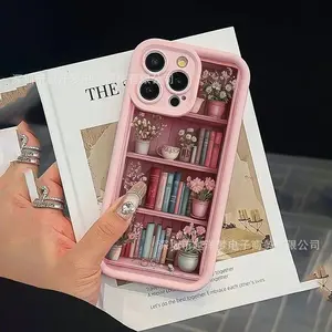 Floral Smartphone Case for iPhone 12/13/14/15/16/17 Pro Max, Soft TPU Shockproof Bumper with Anti-Slip Grip, Trendy Book Design Polycarbonate Cover, Handheld Tech Accessories