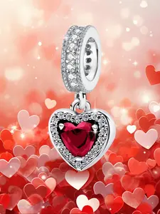 Rhinestone Decorated Heart Shaped Pendant for Bracelet & Necklace, Fashion Accessories for Women & Girls, Trendy All-match & Exquisite Jewelry for Birthday Gift