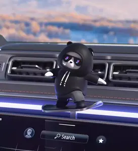 Black Cartoon Skateboard Bear Car Dashboard Ornament, Cute Animal Figurine, Perfect Birthday Gift