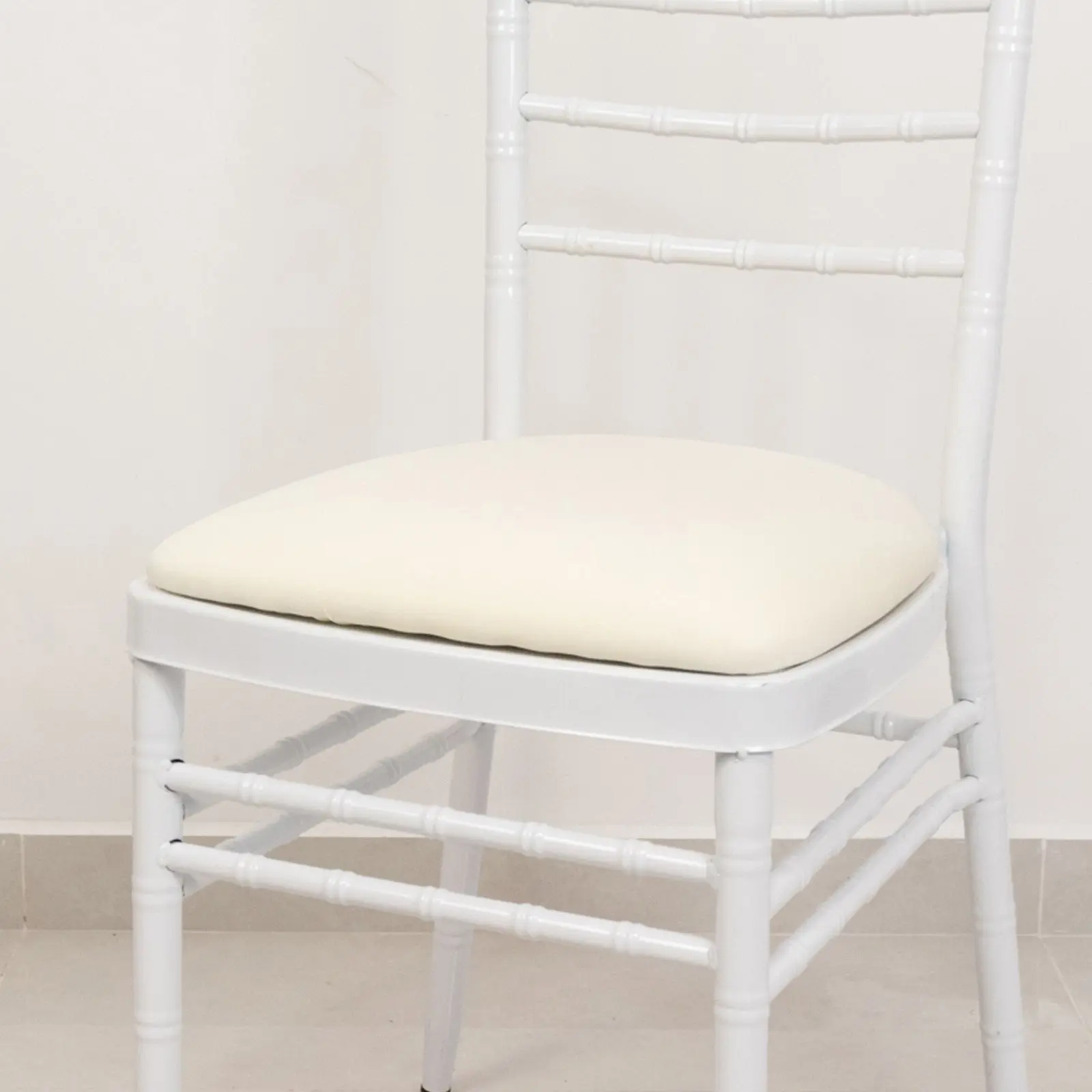 5-Pack Ivory Spandex Chiavari Chair Cushion Covers - Washable Stretch Fitted Seat Pads, Washable Pads for Dining Chairs in Dining Areas, Home/Restaurants, Stretchable Chair Pads