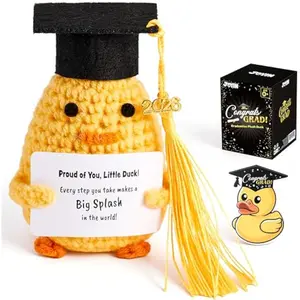 Graduation Gifts for Women Men, Class of 2026 Inspirational Support Plush Duck, Handmade Crochet Grad Gifts for Kindergarten Preschool Grade Middle High School College Graduate