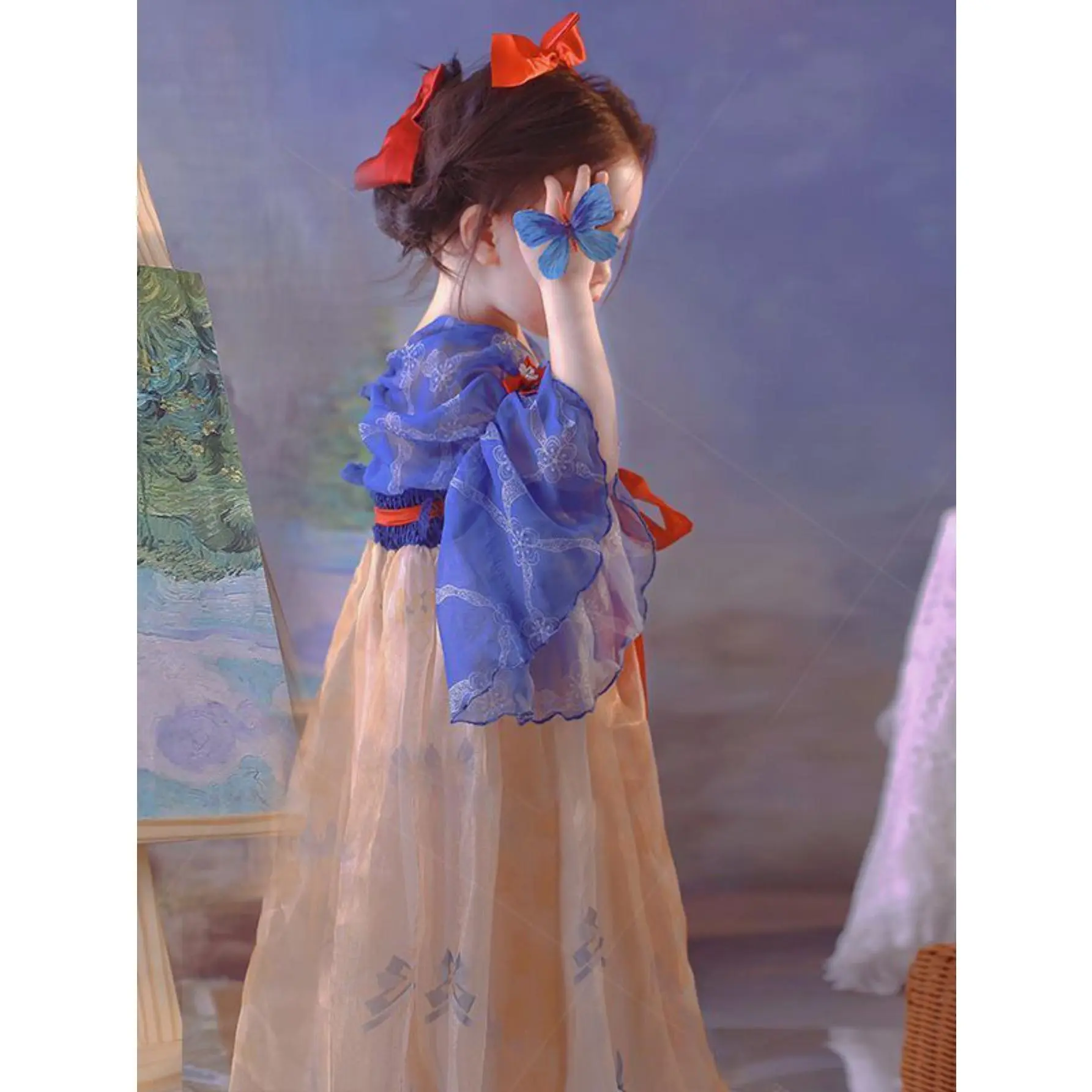 Girls Hanbok Princess  Summer Traditional Chinese Style Floral Embroidered Gown Kids Performance Costume Party  for Toddler Teen 4KM9353496 dress