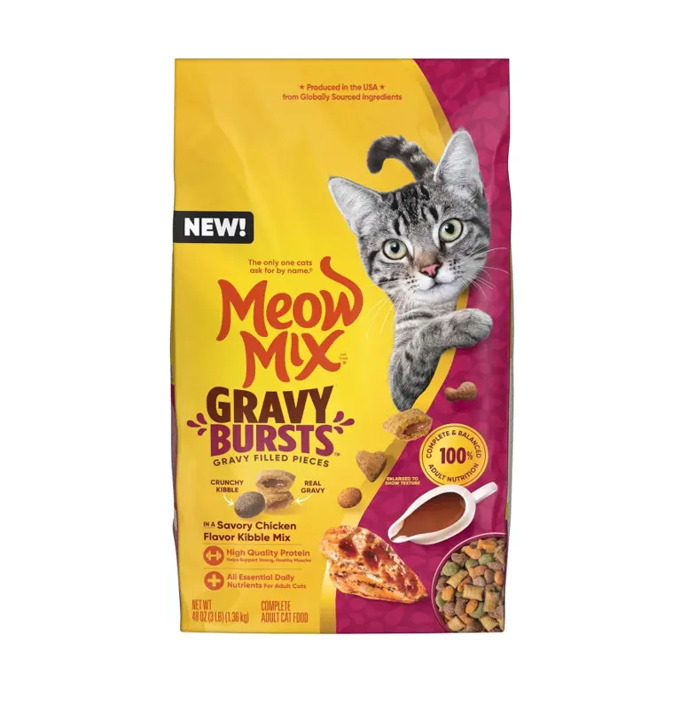 Gravy Bursts Dry Cat Food, Chicken, 3 LB Bag