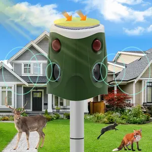 Multifunctional Bird Repeller with LED Flashing Alarm Ultrasonic Sound, Solar and USB Charging, Outdoor Use for Farm Garden Rice Fields