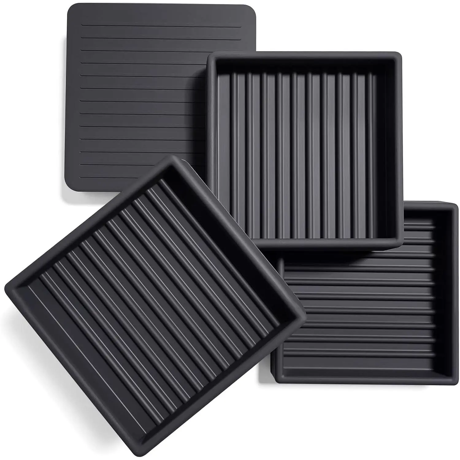 Non Slip Furniture Pads for Hardwood Floors, 2 * 2 Inch Black, Set of 4, Rubber Bed Stoppers to Prevent Sliding, Furniture Coasters for Protecting Floors from Scratches and Reduce Noise