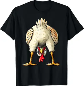 Funny Chicken Owner Hen Decoration Costume Outfit Funny Casual Short Sleeve Cotton T-Shirt