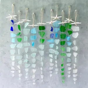 Coastal Beach Decor Set, Handcrafted Starfish & Seaglass Hangings, Perfect for Bathrooms, Bedrooms, Living Rooms, Unique Home Accents