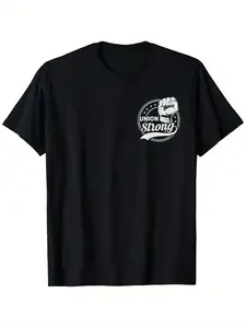 Men's Union Strong Labor Union Protest T-Shirt - Heavyweight 180gsm 100% Cotton Tee, Black with Bold Fist Symbol &, Soft Breathable Fabric for Labor Day, Union Strikes, Workplace Solidarity - Sizes S-XXXL, Protest Apparel, Statement Shirt,
