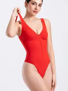 #Ready Stock Strapless Gathered Bodysuit Breathable Strong Tummy Control Corset Tummy Control Clothing Comfortable Fit Seamless Adjustable Tights Fitting Large Size Zipper Style Black Brown Red Skin Color Optional