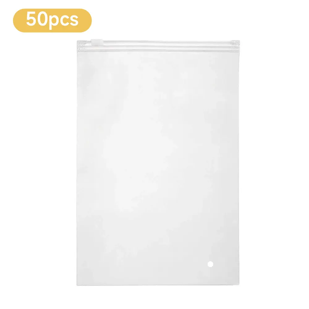 50 pcs Frosted Zipper Bags Durable Plastic Packaging Bags Resealable Thick Clear Poly Bags for T-Shirts, Swimwear, Lingerie