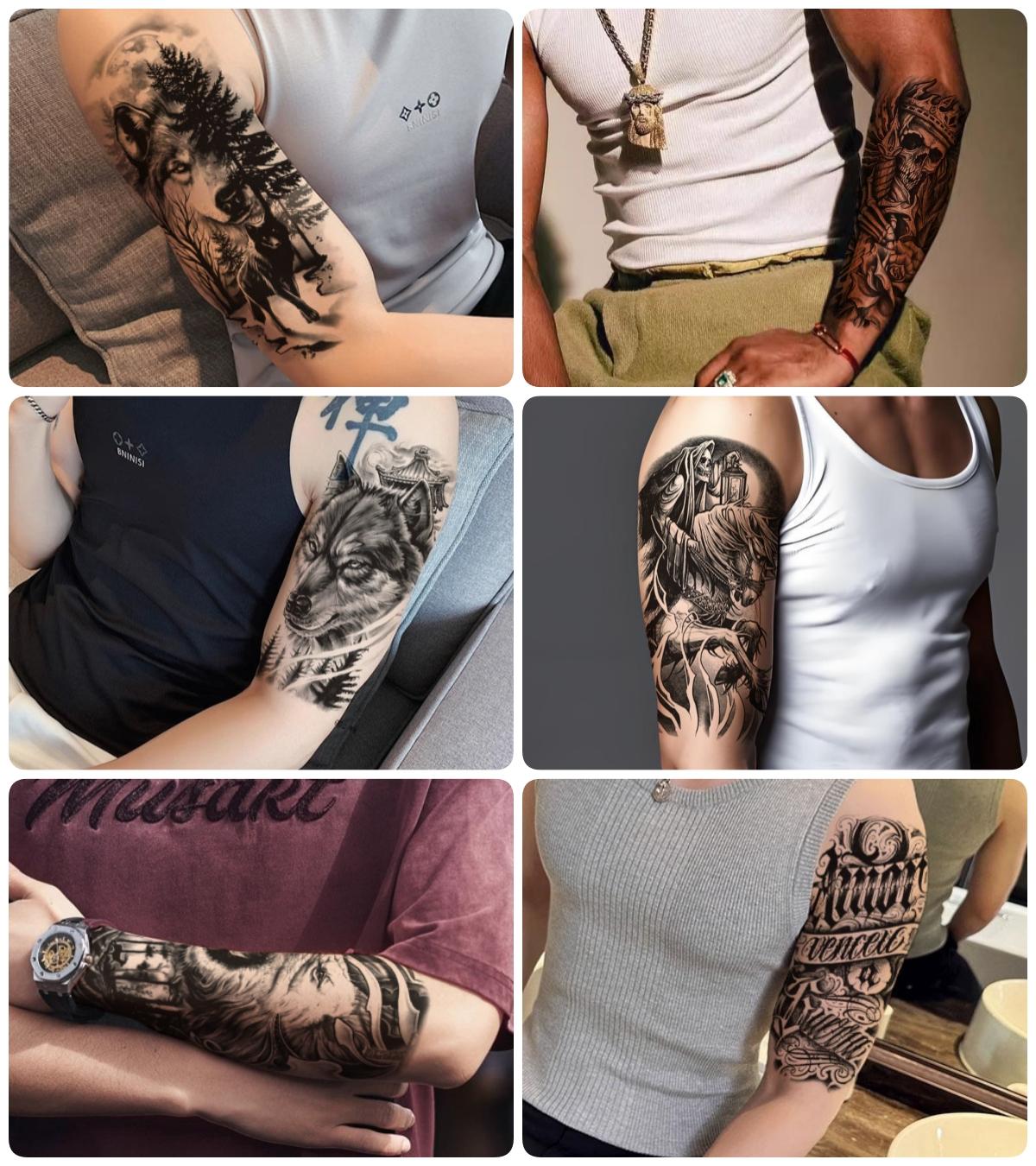 76 Sheets Large Black Temporary Tattoo Stickers - Tribal Wolves, Tigers, Lions, Snakes, Skulls, 12 Fake Tattoo Stickers for Men & Women Arm Designs 76 Sheets Large Black Temporary Tattoo Stickers - Tribal Wolves, Tigers, Lions, Snakes, Skulls, 12 Fake Tattoo Stickers for Men & Women Arm Designs
