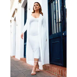A Lot To Love V Neck Midi Dress & Cardigan Set - White
