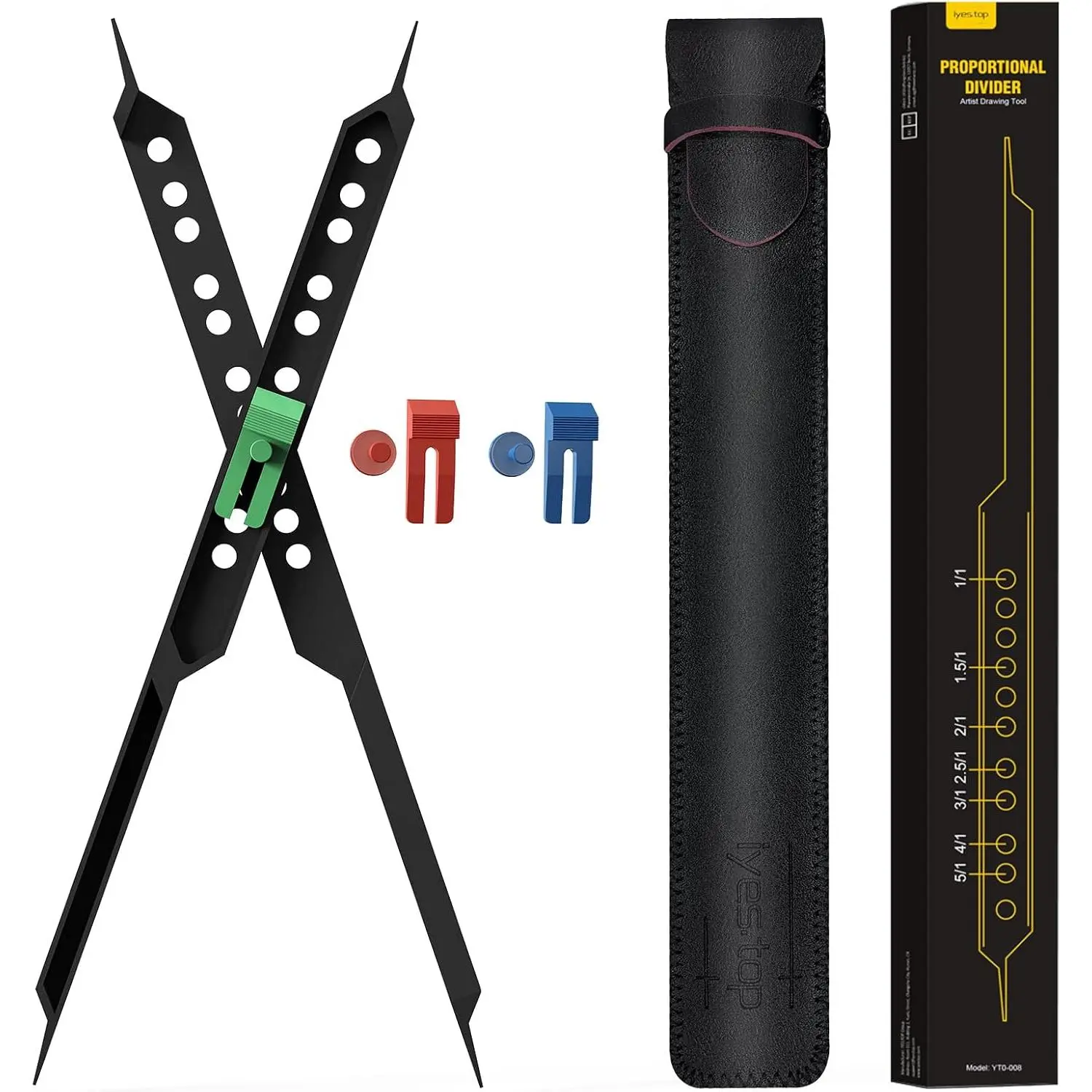 Proportional Divider Artist Drawing Tool, 10" Scale Divider for Artists, Drawing Students, Architects, Designers with Protective Leather Sleeve, Pantograph Drawing Tool - Art Supplies & Drafting Tools